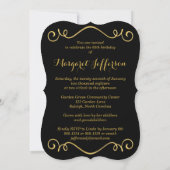 Invitation d'anniversaire Black, White, Gold 65th  (Dos)