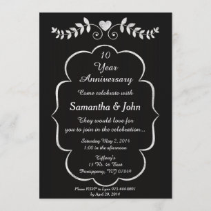 Invitation d'anniversaire Black & White Heart & Vi
