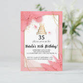 Invitation d'anniversaire blanche et rose 35e (Debout devant)