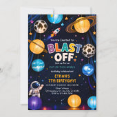Invitation d'anniversaire Blast Off Space pour gar (Devant)
