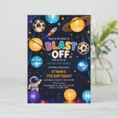 Invitation d'anniversaire Blast Off Space pour gar (Debout devant)