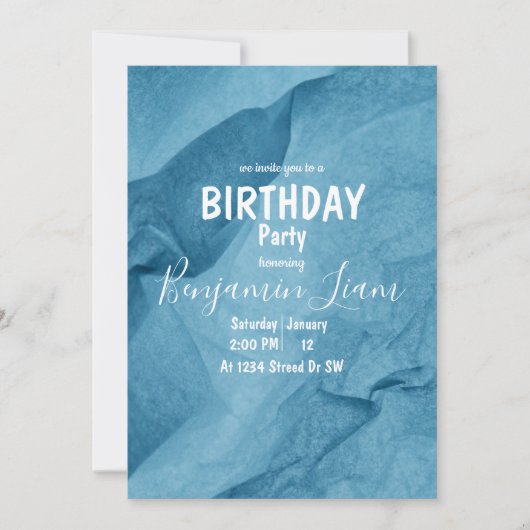 Invitation d'anniversaire bleu (Devant)