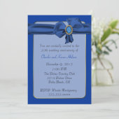 Invitation d'anniversaire bleu chic (Debout devant)