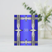 Invitation d'anniversaire bleu cobalt et argent (Debout devant)