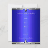 Invitation d'anniversaire bleu cobalt et argent (Dos)
