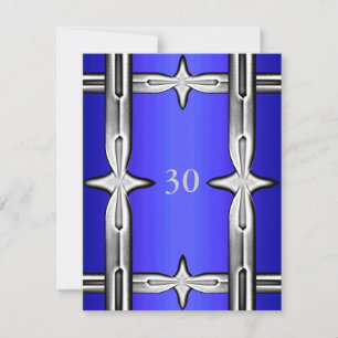 Invitation d'anniversaire bleu cobalt et argent