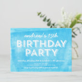 Invitation d'anniversaire Bleu encre roulée pour t (Debout devant)