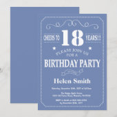 Invitation d'anniversaire Bleu et blanc (Devant / Derrière)