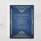 Invitation d'anniversaire Bleu et Or Victorien (Devant)
