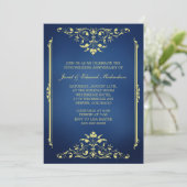 Invitation d'anniversaire Bleu et Or Victorien (Debout devant)