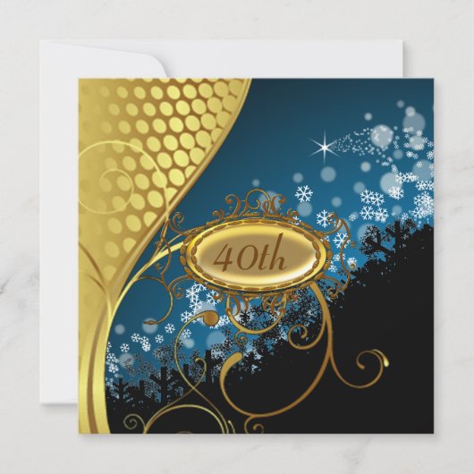 Invitation d'anniversaire Bleu Or fete d'anniversa (Devant)