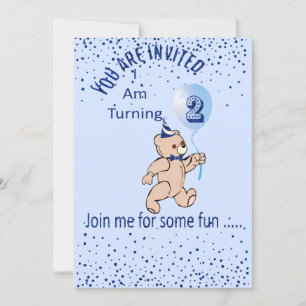 Invitation d'anniversaire bleu pour deux ans