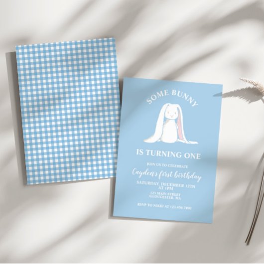Invitation d'anniversaire bleu pour un premier ann