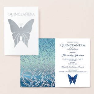 Invitation d'anniversaire Bleu Quinceanera