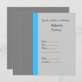 INVITATION D'ANNIVERSAIRE BLEU TRIMMÉE (Devant / Derrière)