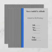 INVITATION D'ANNIVERSAIRE BLEU TRIMMÉE Simple (Devant / Derrière)