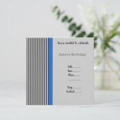INVITATION D'ANNIVERSAIRE BLEU TRIMMÉE Simple (Debout devant)