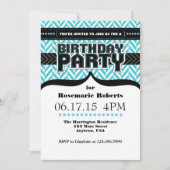 Invitation d'anniversaire bleu turquoise blanc cer (Devant)