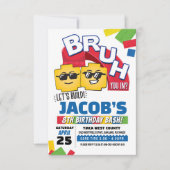 Invitation d'anniversaire Bloc de construction Bru (Devant)