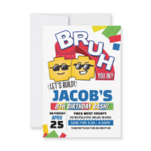 Invitation d'anniversaire Bloc de construction Bru