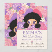 Invitation d'anniversaire Bloom Kitty | Enfants fl (Devant / Derrière)