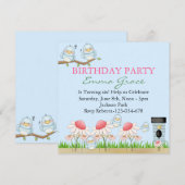 Invitation d'anniversaire Blue Bird (Devant / Derrière)