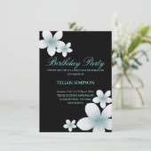 Invitation d'anniversaire Blue & Black Frangipani (Debout devant)
