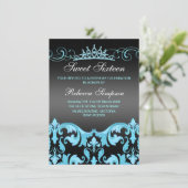 Invitation d'anniversaire Blue/Black Sweet16 Damas (Debout devant)
