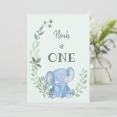 Invitation d'anniversaire Blue Elephant (Debout devant)