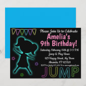 Invitation d'anniversaire Blue Neon Jump (Devant / Derrière)