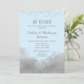 Invitation d'anniversaire Blue Silver Confetti (Debout devant)