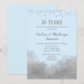 Invitation d'anniversaire Blue Silver Confetti (Devant / Derrière)