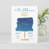 Invitation d'anniversaire Blue, Silver & Gold (Debout devant)