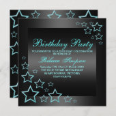 Invitation d'anniversaire Blue Star (Devant / Derrière)