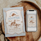Invitation d'anniversaire Blue Stripe Rodeo