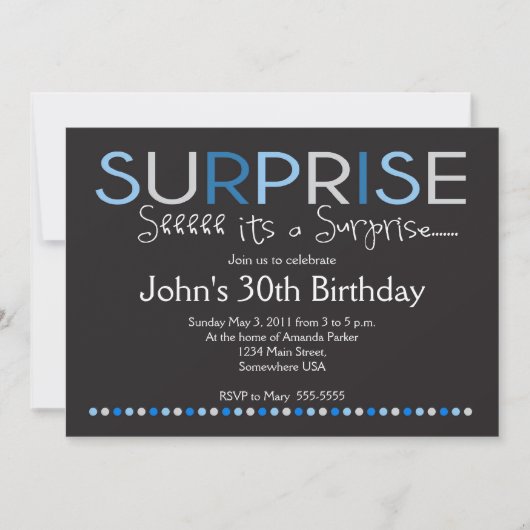 Invitation d'anniversaire Blue Surprise (Devant)