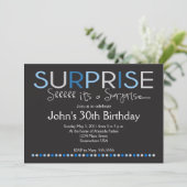 Invitation d'anniversaire Blue Surprise (Debout devant)
