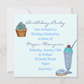 Invitation d'anniversaire Blue Sweet Treats (Dos)