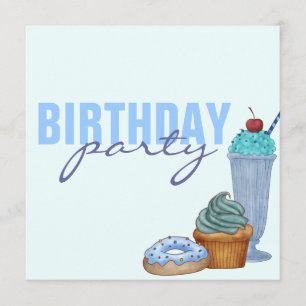 Invitation d'anniversaire Blue Sweet Treats