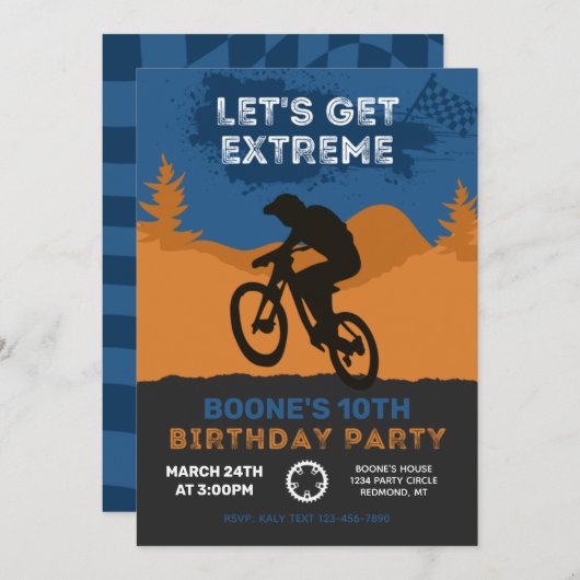 Invitation d'anniversaire BMX | Invitation à vélo (Devant / Derrière)