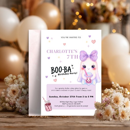 Invitation d'anniversaire Boba | BOO-BA effrayant 