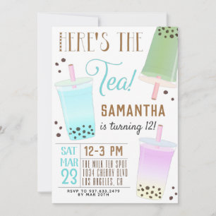 Invitation d'anniversaire Boba Milk Tea
