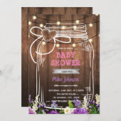 Invitation d'anniversaire bocal mason douche viole (Devant / Derrière)