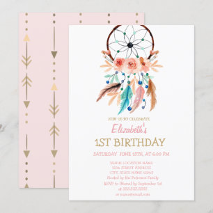 Invitation d'anniversaire Bohème Dream Catcher