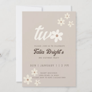 Invitation d'anniversaire Bohème Fleur Naturelle D