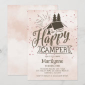 Invitation d'anniversaire bohème Happy Camper (Devant / Derrière)