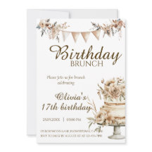Invitation d'anniversaire bohème minimaliste, invi