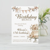 Invitation d'anniversaire bohème minimaliste, invi (Debout devant)
