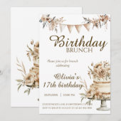 Invitation d'anniversaire bohème minimaliste, invi (Devant / Derrière)