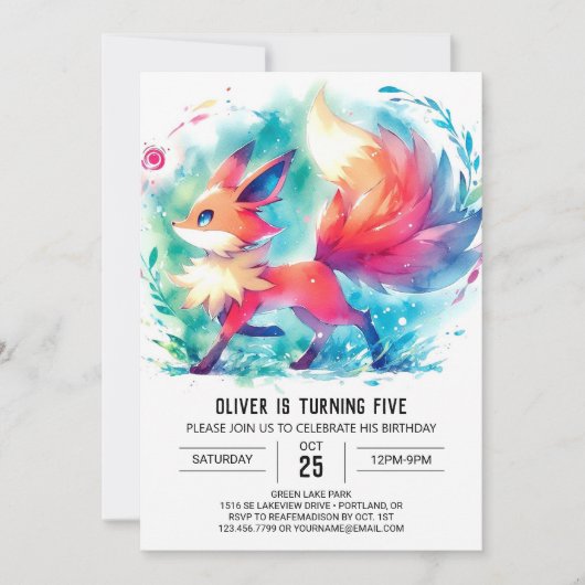 Invitation d'anniversaire Bohemian Fox (Devant)